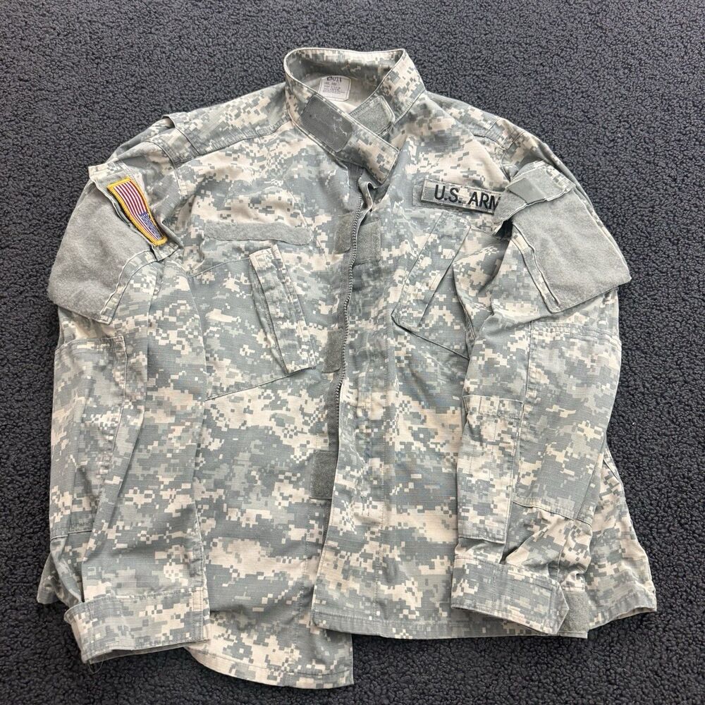 US Army ACU Shirt Camo Coat Combat Uniform Large SH NSN 8415-01-519-8532 Patches